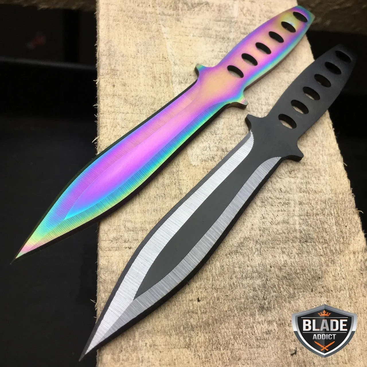12 PCs 6" Ninja Hunting Rainbow Kunai Throwing Knives   Case