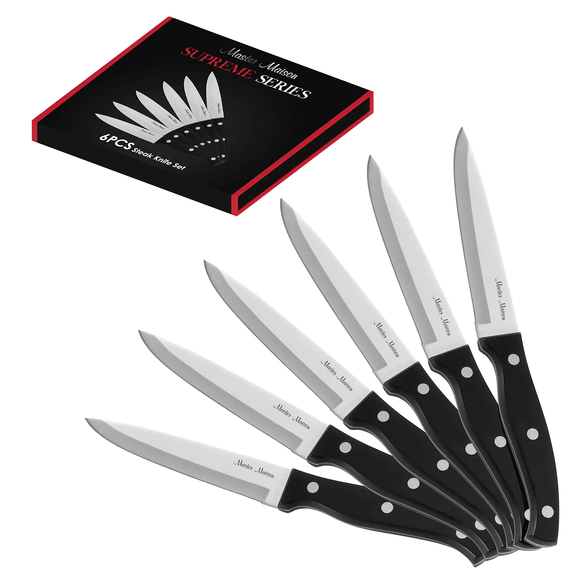 6-Piece 45" Steak Knife Set  6 German Non-Serrated Stainless Steel