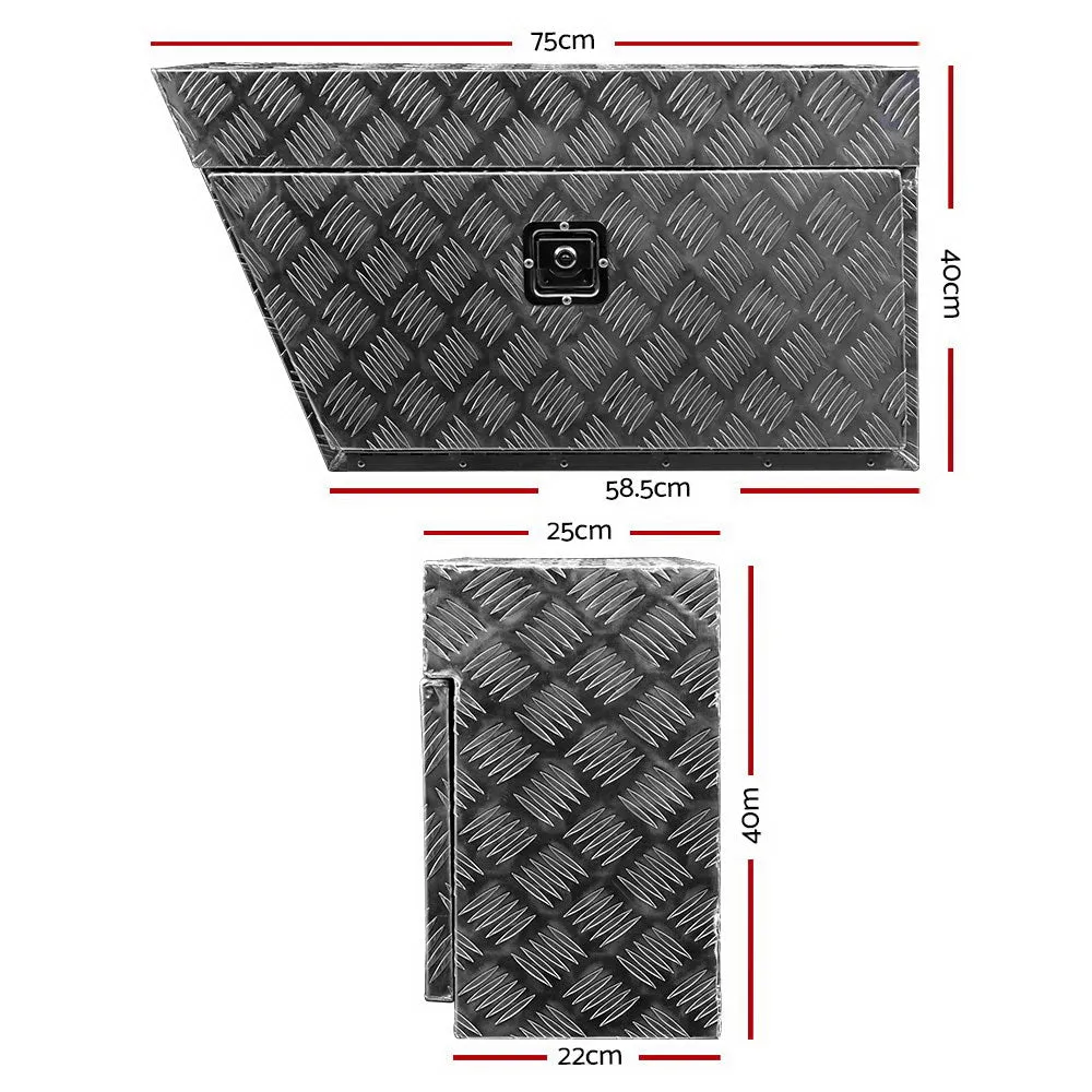 Aluminium Ute Undertray Toolbox Pair, Weather-Resistant - Giantz