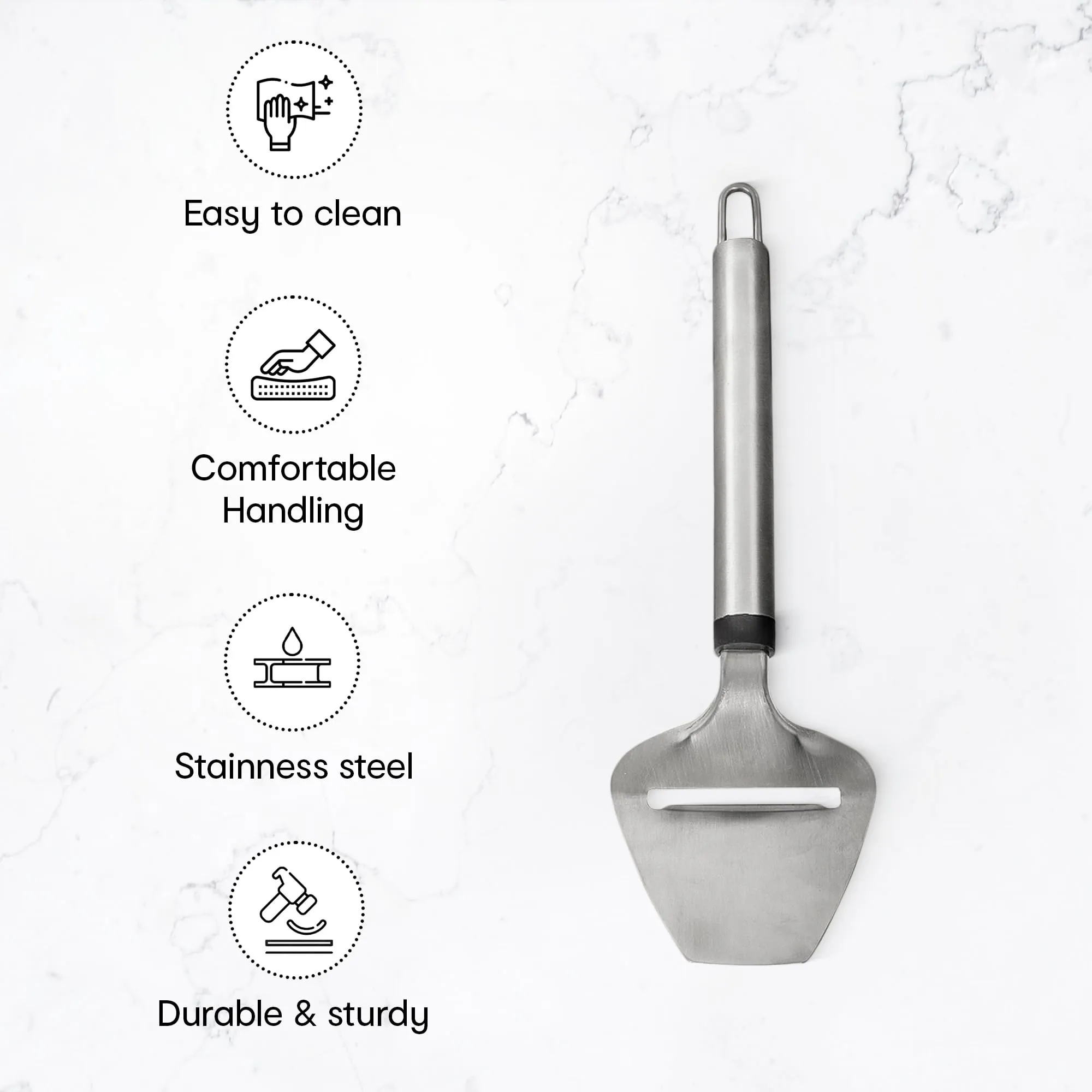 Anko Stainless Steel Cheese Slicer| Cheese Serving Spoon | Cheese rind Peeler | |Kitchen Accessory for Home, Birthdays, Party| 25.8cm (H) x 7.6cm (W), Silver