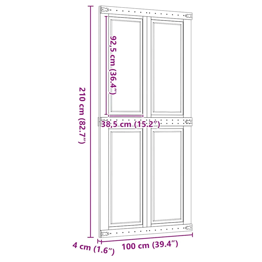 Barn Door CORONA 100x210 cm Solid Wood Pine