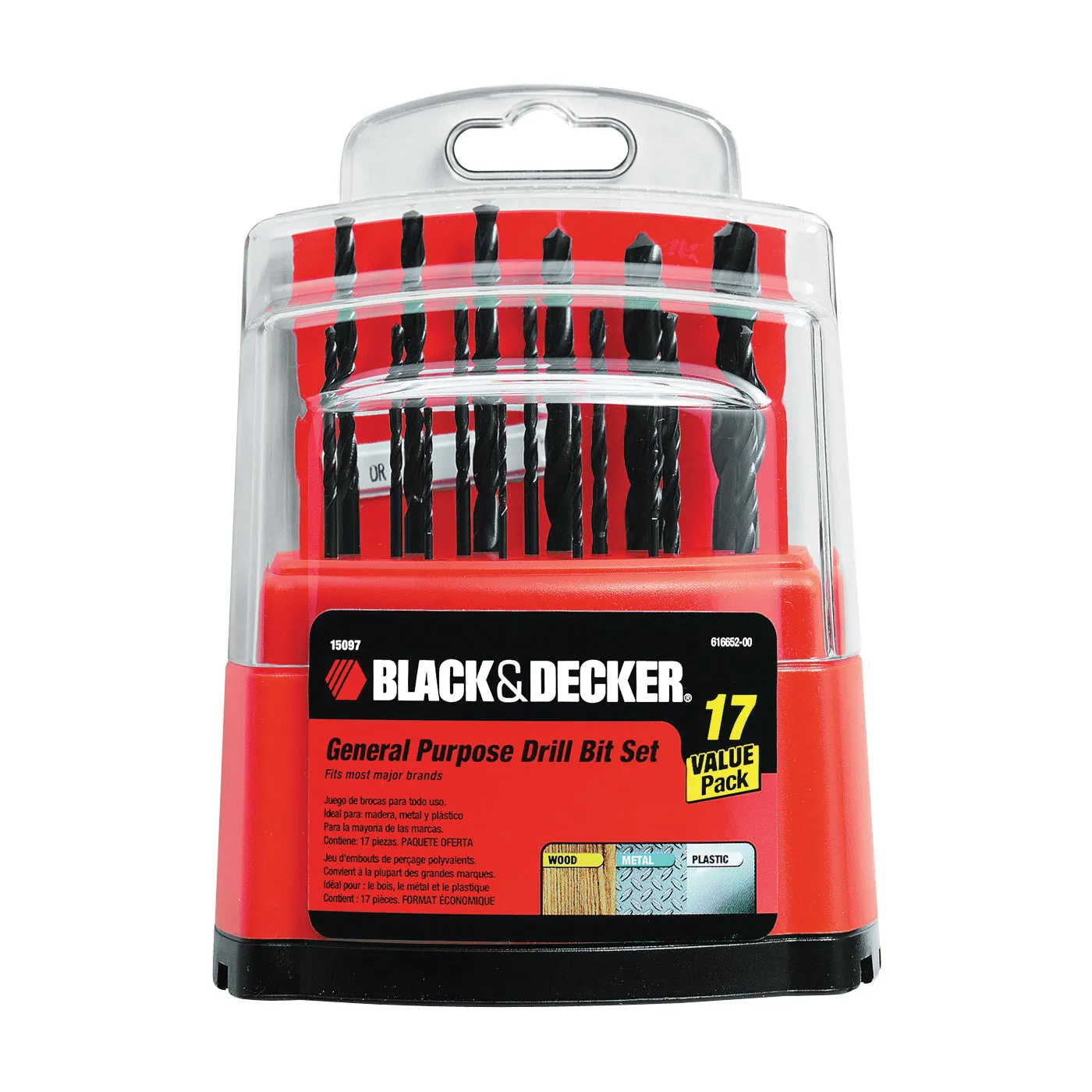 Black Decker 15097 Drill Bit Set, Workbench, 17-Piece, Steel