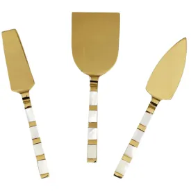 Brass Plated Mother of Pearl Cheese Knives - 3 pc.