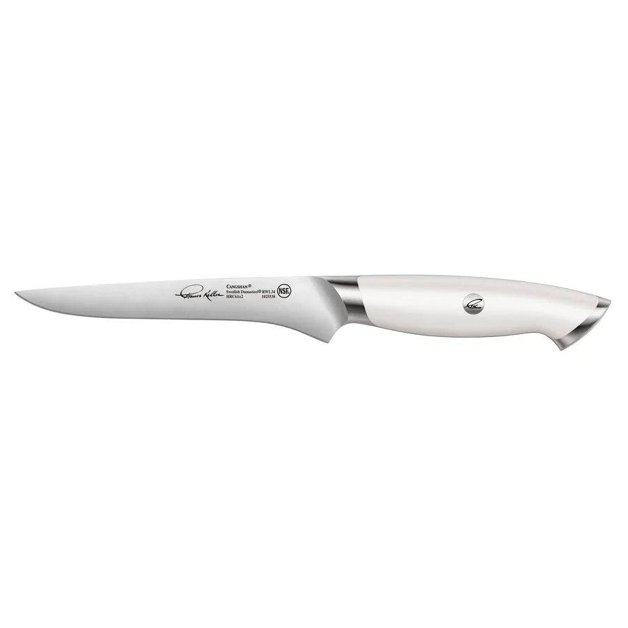Cangshan TKSC White Series 1025538 Swedish Damasteel RWL34 Powder Steel Forged 6" Boning Knife