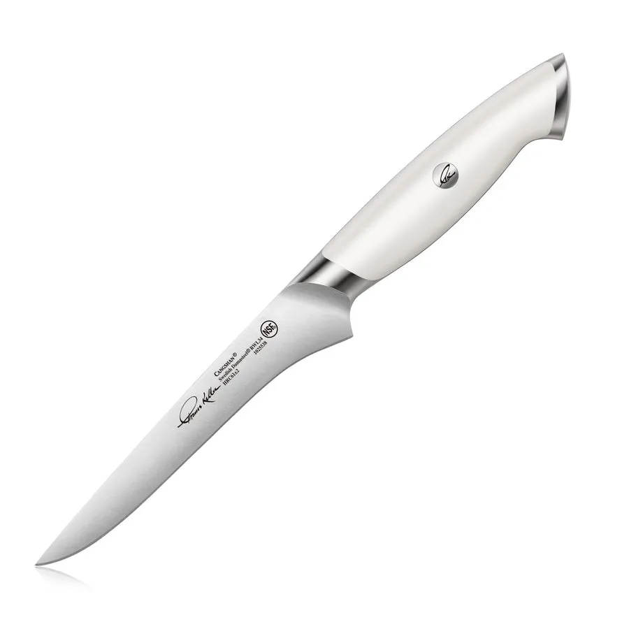 Cangshan TKSC White Series 1025538 Swedish Damasteel RWL34 Powder Steel Forged 6" Boning Knife