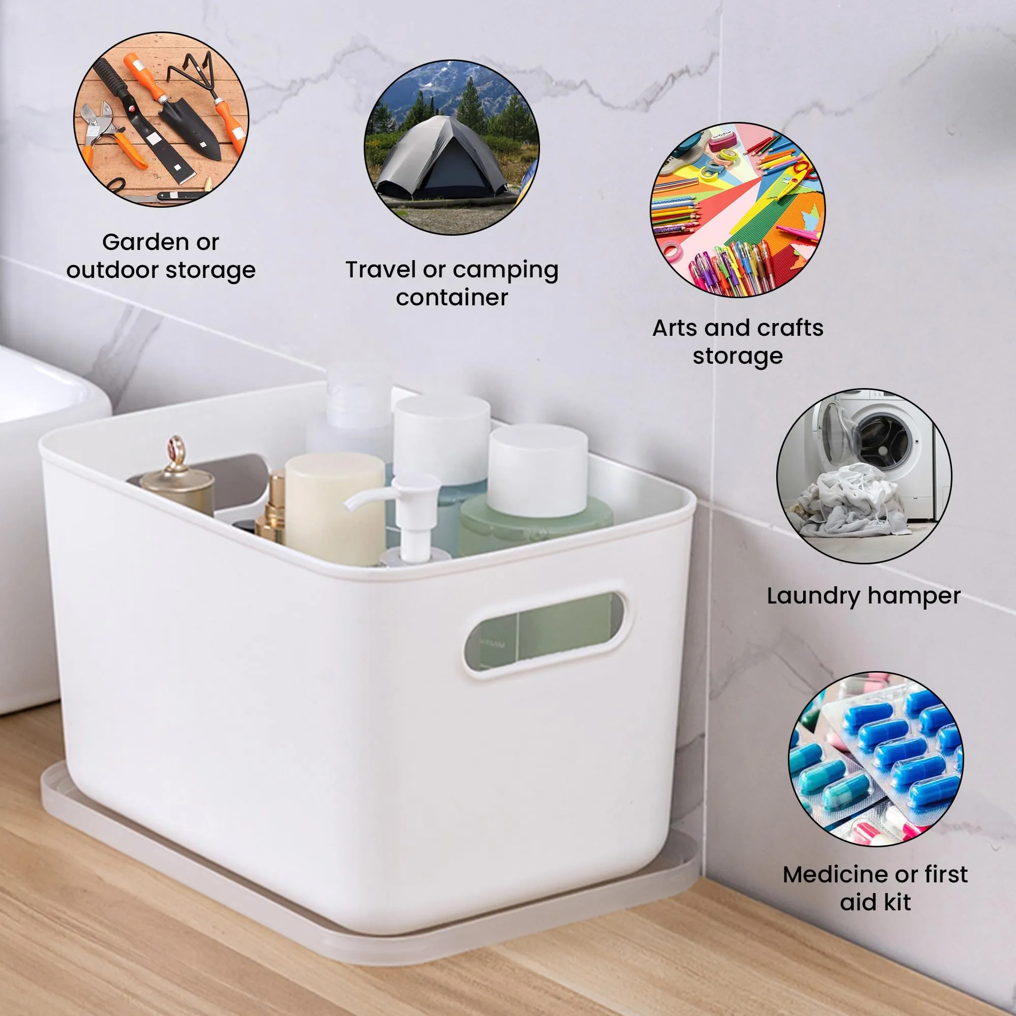 CHESTON Durable Plastic Container with Lid, Side Handle, Non-slip Bottom, and High Load Capacity - Waterproof Storage Solution for Space-Saving Organization