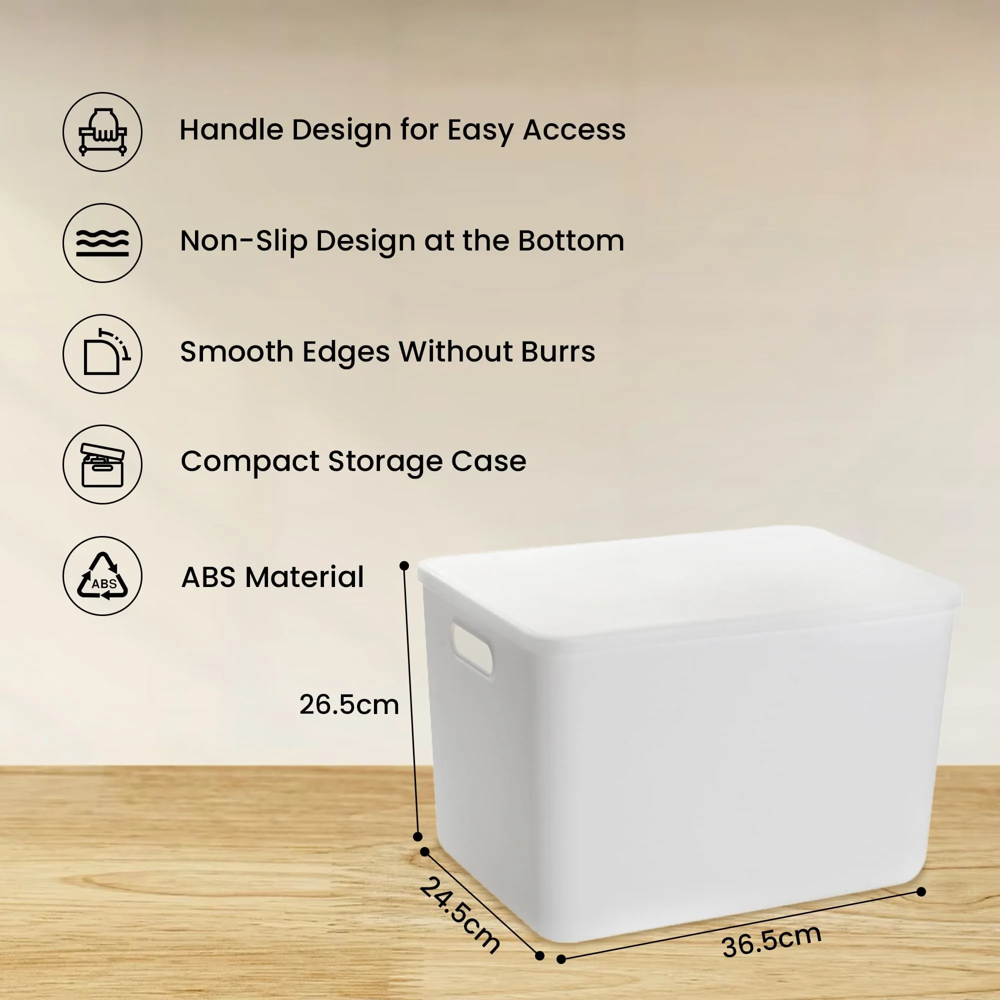 CHESTON Durable Plastic Container with Lid, Side Handle, Non-slip Bottom, and High Load Capacity - Waterproof Storage Solution for Space-Saving Organization