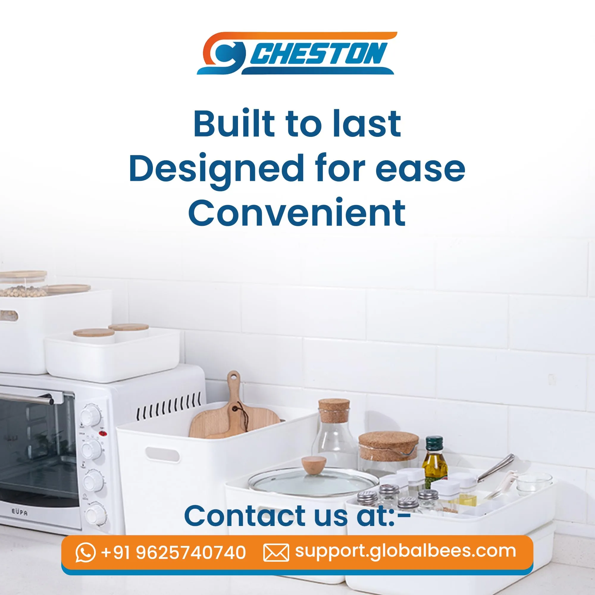 CHESTON Durable Plastic Container with Lid, Side Handle, Non-slip Bottom, and High Load Capacity - Waterproof Storage Solution for Space-Saving Organization
