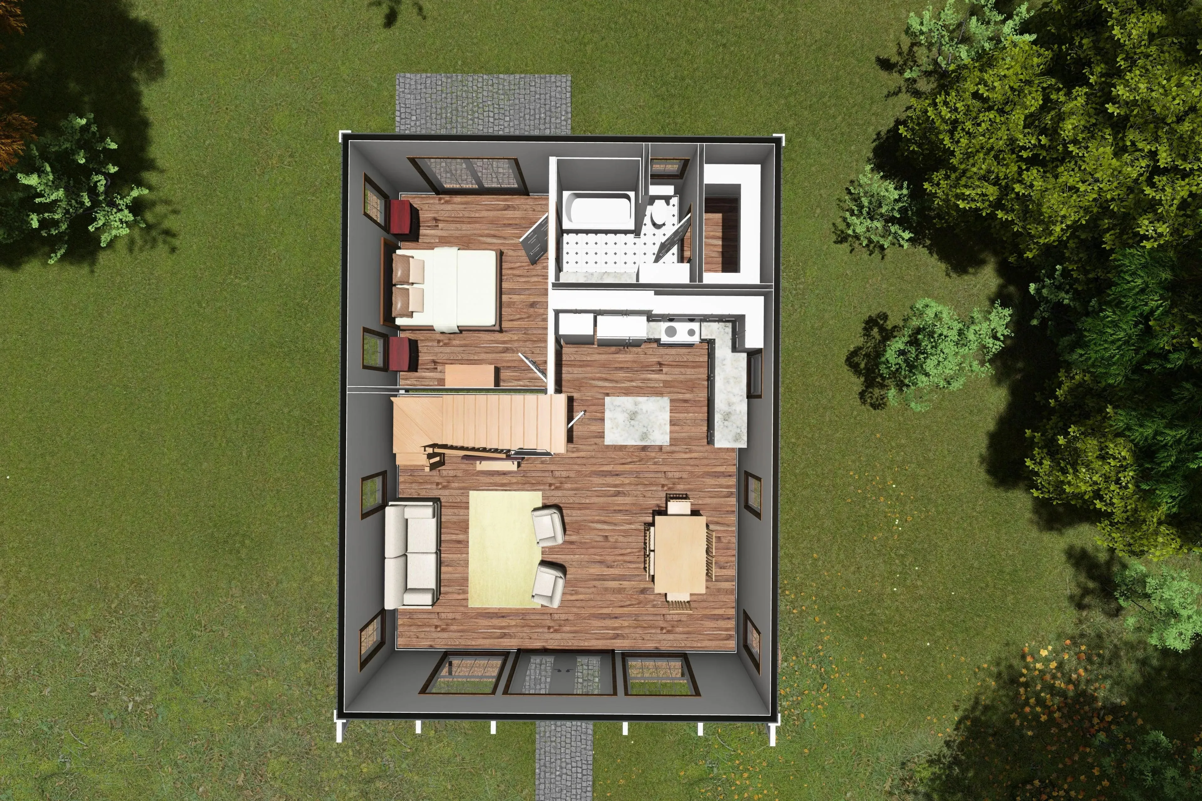 Cozy 1-Bedroom Home Plan with Versatile Space and Efficient Design