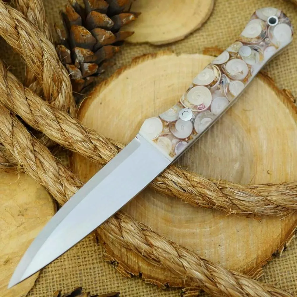 CPM 154 Mountaineer: Cast Seashells & White Acrylic