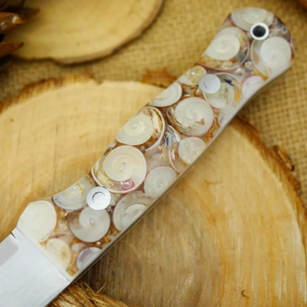 CPM 154 Mountaineer: Cast Seashells & White Acrylic