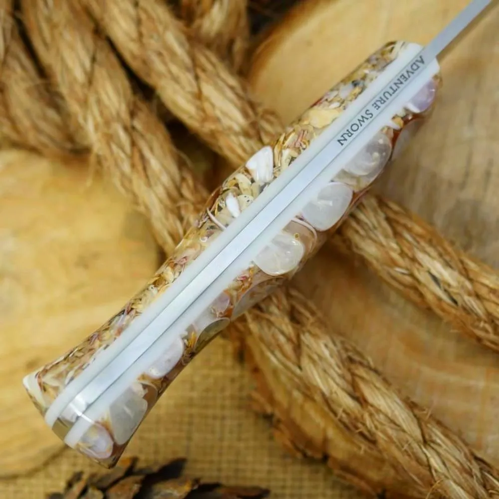 CPM 154 Mountaineer: Cast Seashells & White Acrylic