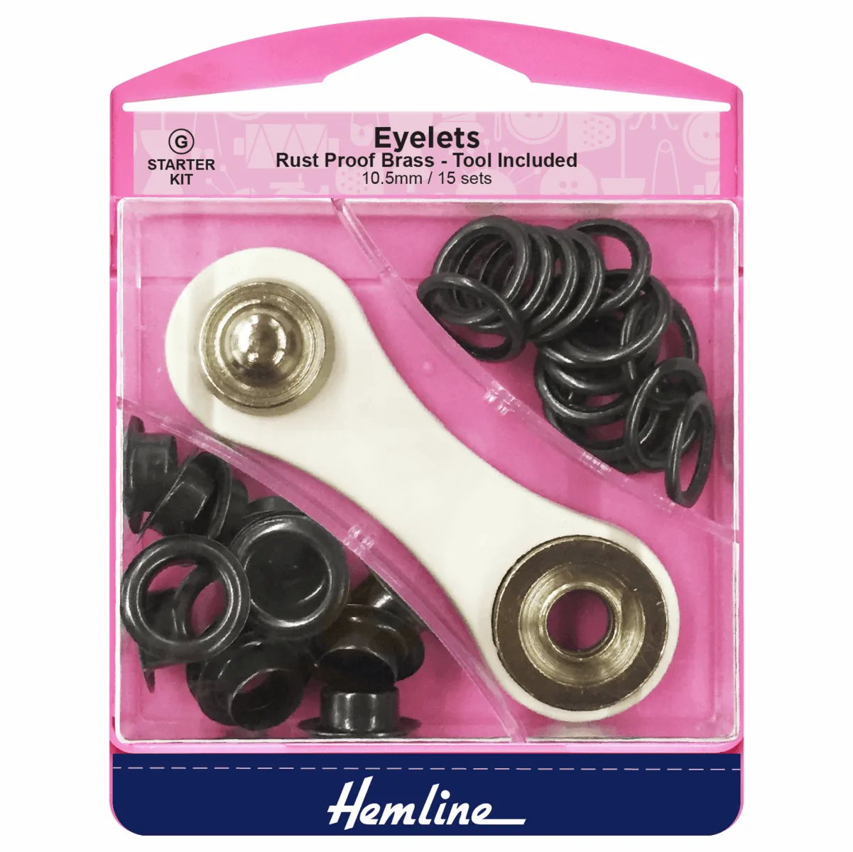 Eyelets Starter Kit: 10.5mm Black (15 Pieces)