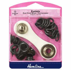 Eyelets Starter Kit: 10.5mm Black (15 Pieces)