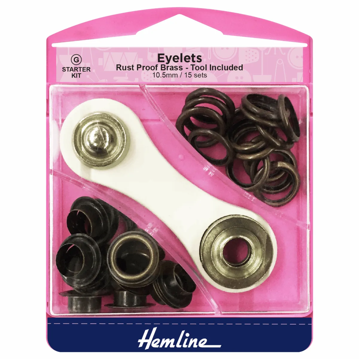 Eyelets Starter Kit: 10.5mm Black (15 Pieces)