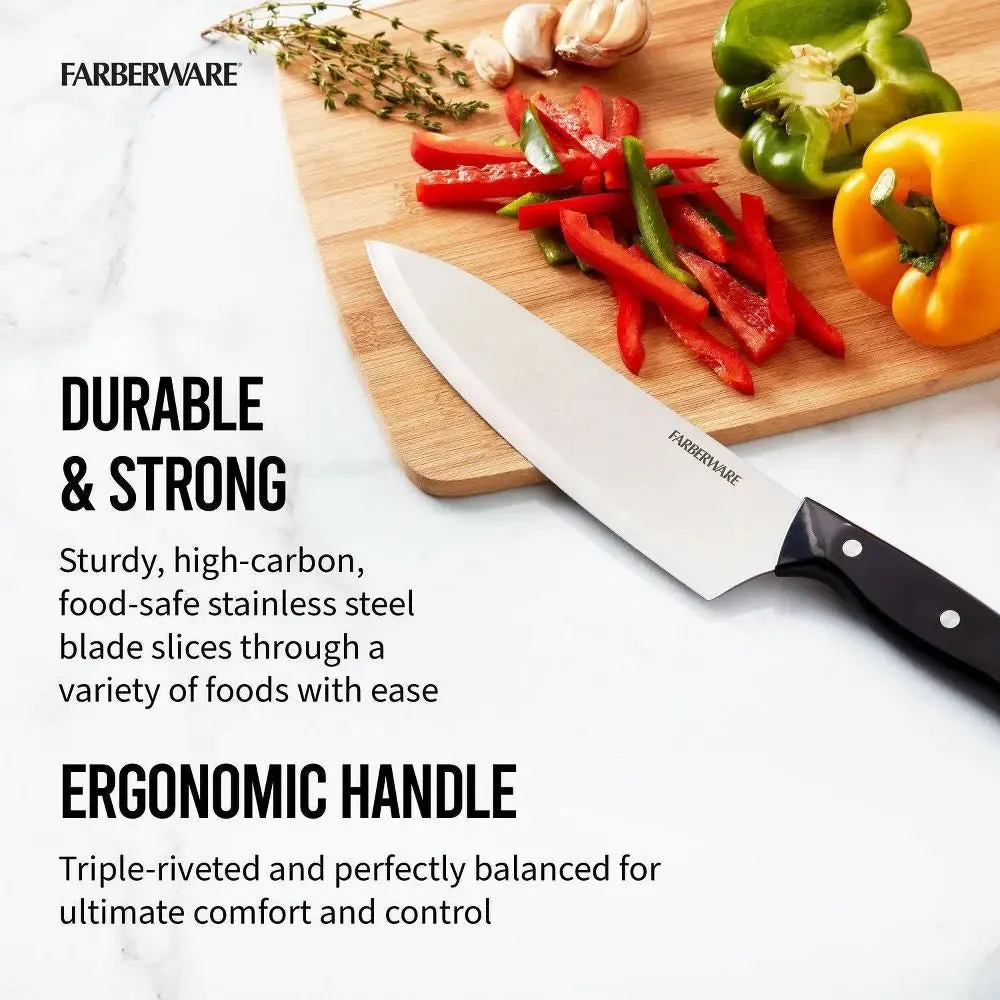 Farberware 14pc Triple Rivet Knife Block Set with Edgekeeper Sharpener Graphite