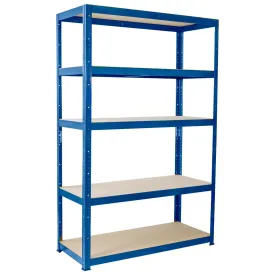 Garage Shelving Unit: 180cm X 120cm X 40cm  Single Bay, Blue 5 Tier Unit  175kg