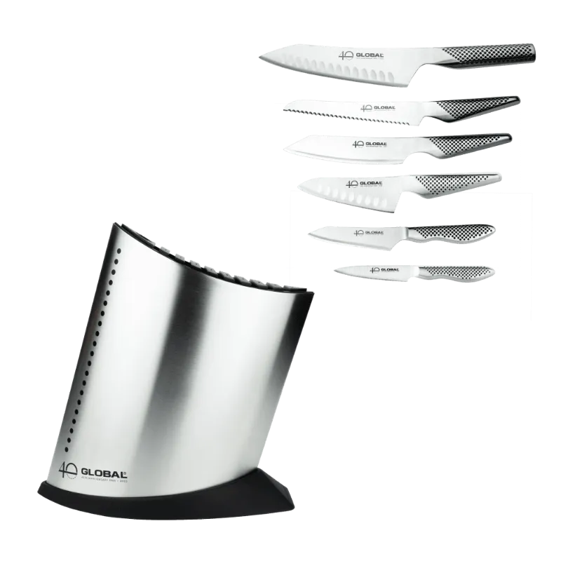 Global G-52AN7-B 40th Anniversary 7 Piece Knife Block Set