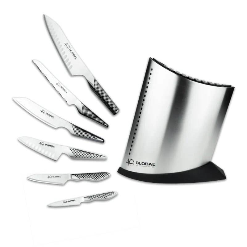 Global G-52AN7-B 40th Anniversary 7 Piece Knife Block Set
