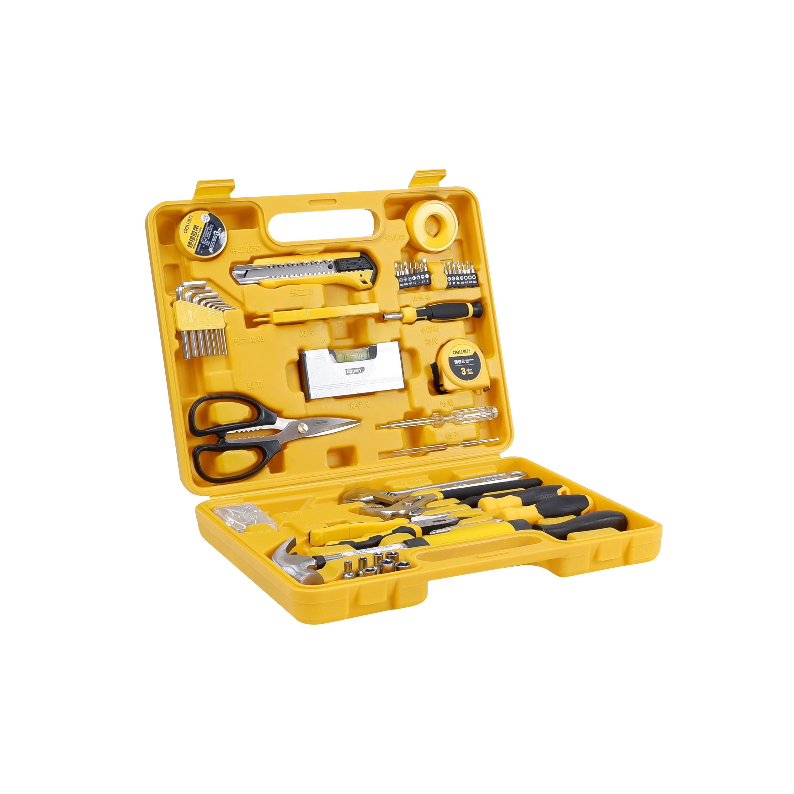 Homdum 48 Piece Hand Tool Kit Deli with Screwdrivers Pliers Wrenches Hammer Tool Kit Household Hand Tool Box For DIY And Professional Use Tool Set of 48 pcs