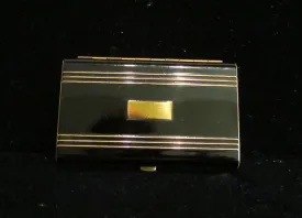 Hudnut Black Enamel Compact Art Deco Gold Powder Makeup Compact 1930s