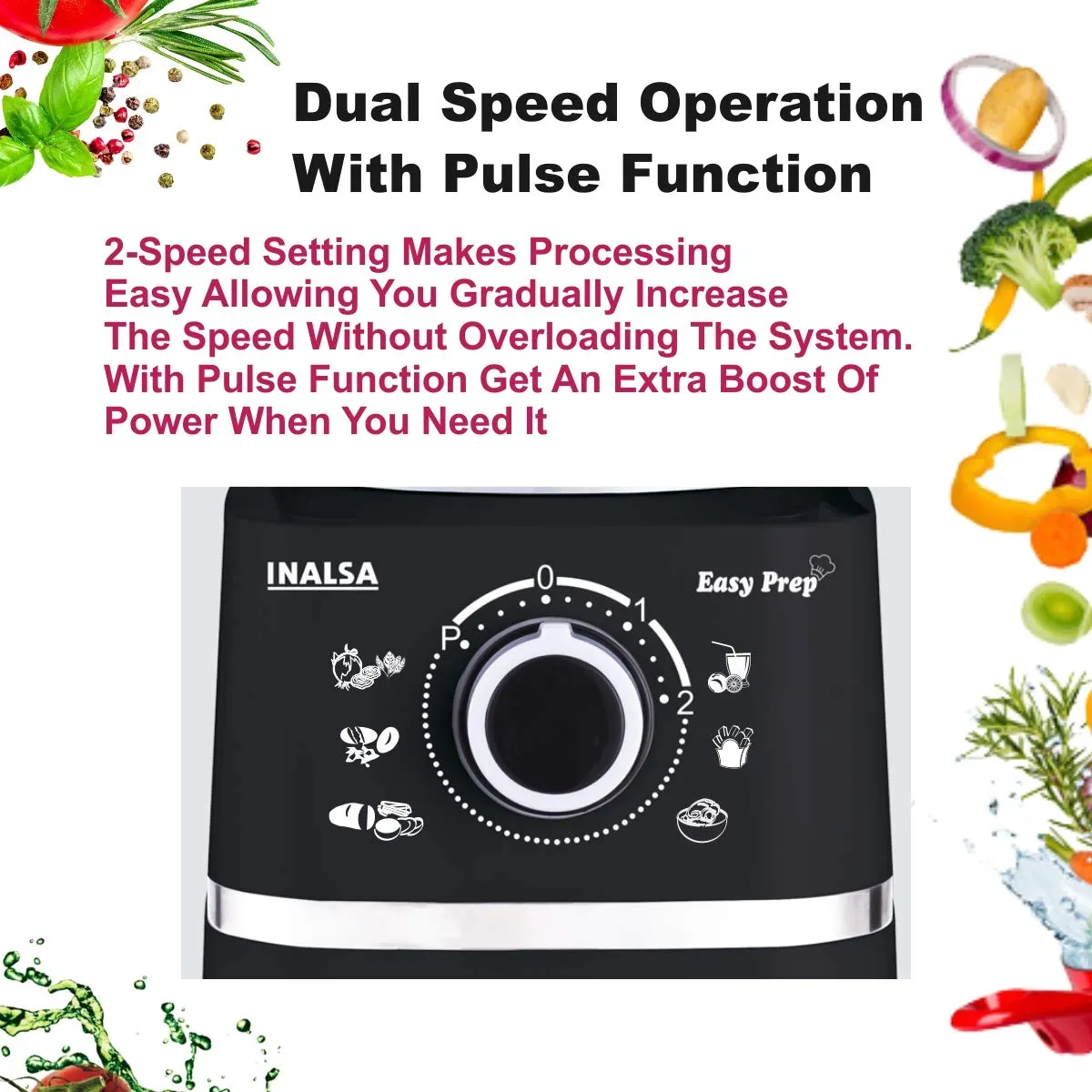 Inalsa Easy Prep 800W Food Processor with 1.4L Bowl, Atta Kneader, Chopper, Whisker & 7 Accessories – Black