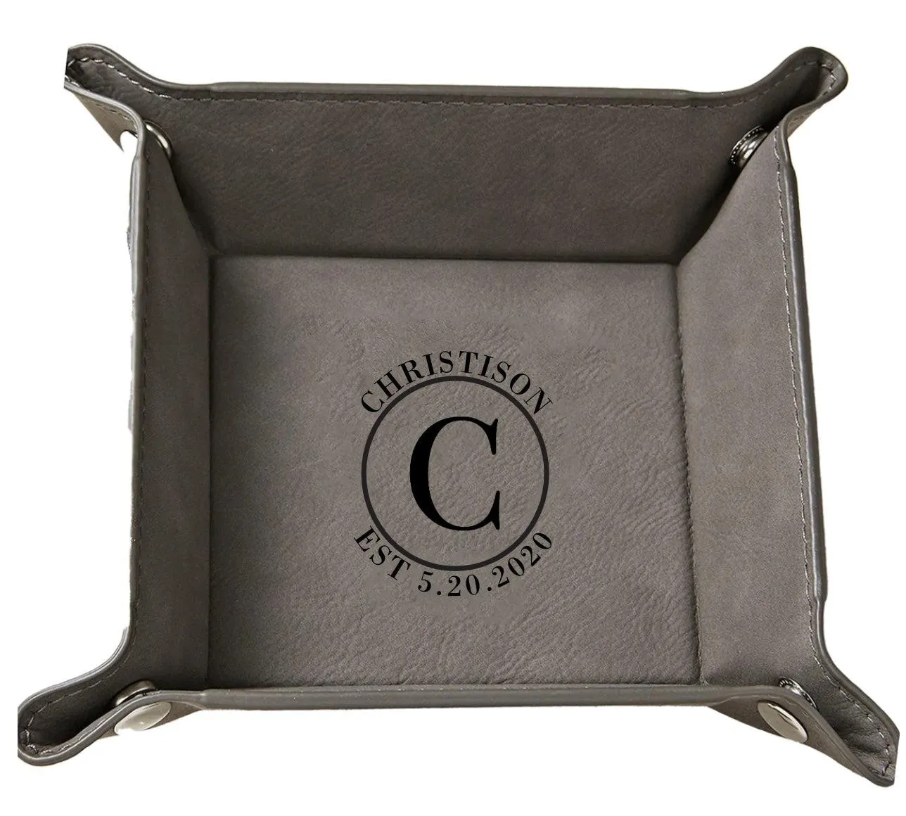 Personalized Gray Snap Up Tray