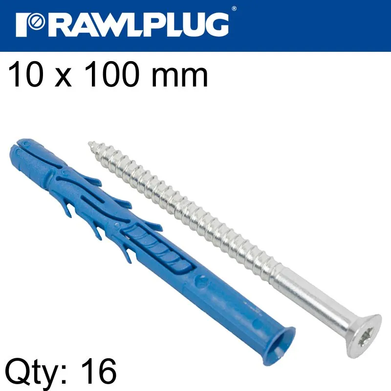 RAWLPLUG FRAME FIXING FF1 WITH CSK HEAD SCREW 10X100MM 16PSC PER TUB RAW R-SL1-FF1N-10L100