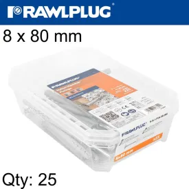 RAWLPLUG NYL NAIL-IN FIXING 8 X 80MM CSK 25 PSC PER TUB RAW R-SL1-FX-N08L080