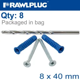 RAWLPLUG OUTSIDE LIGHT KIT 4ALL-08X8-5.0X5MM SCREWS WITH 8MM DRILL BIT RAW R-PDS-OUTL