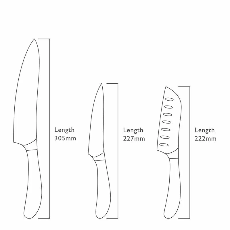 Robert Welch Signature Essentials Home Chef Stainless Steel Knife Set, 3 Piece