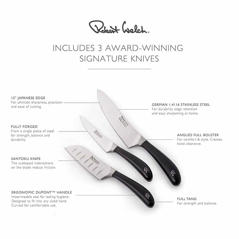 Robert Welch Signature Essentials Home Chef Stainless Steel Knife Set, 3 Piece