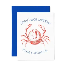 Sorry I Was Crabby | Multi-Use | Letterpress Greeting Card