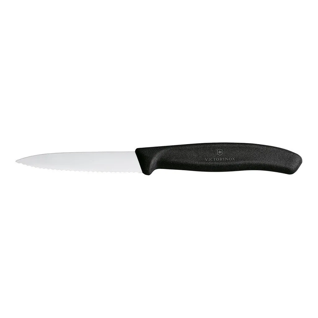 Victorinox Paring Knife Pointed Tip Wavy 8cm - Black
