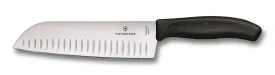 Victorinox Santoku Knife Fluted Wide Blade 17cm - Black