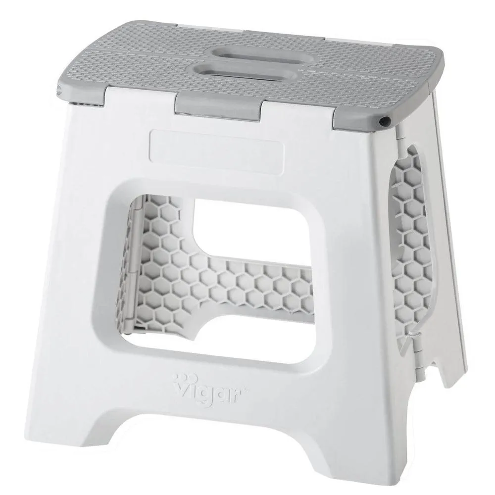 Vigar 32cm Compact Folding Step Stool Grey