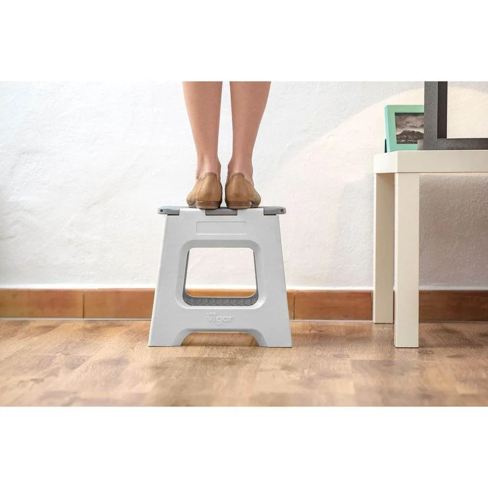 Vigar 32cm Compact Folding Step Stool Grey