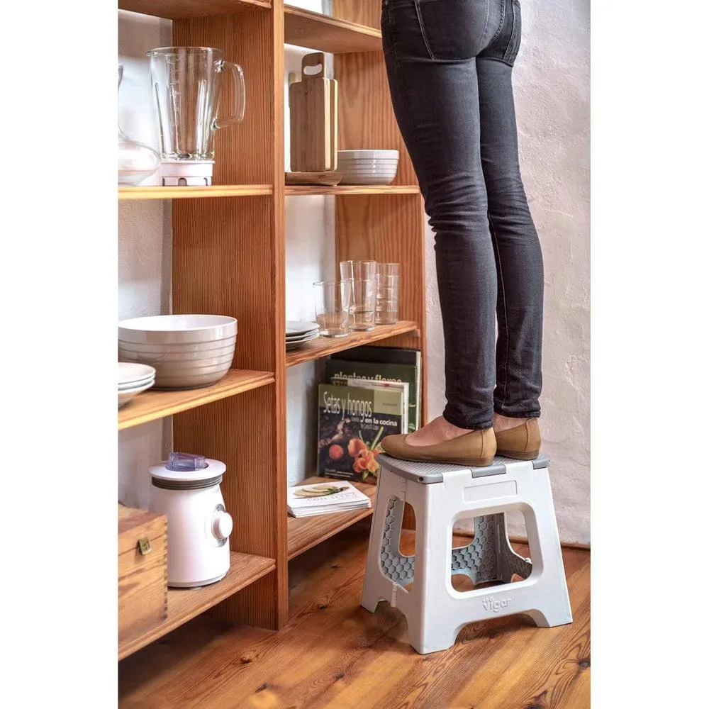 Vigar 32cm Compact Folding Step Stool Grey