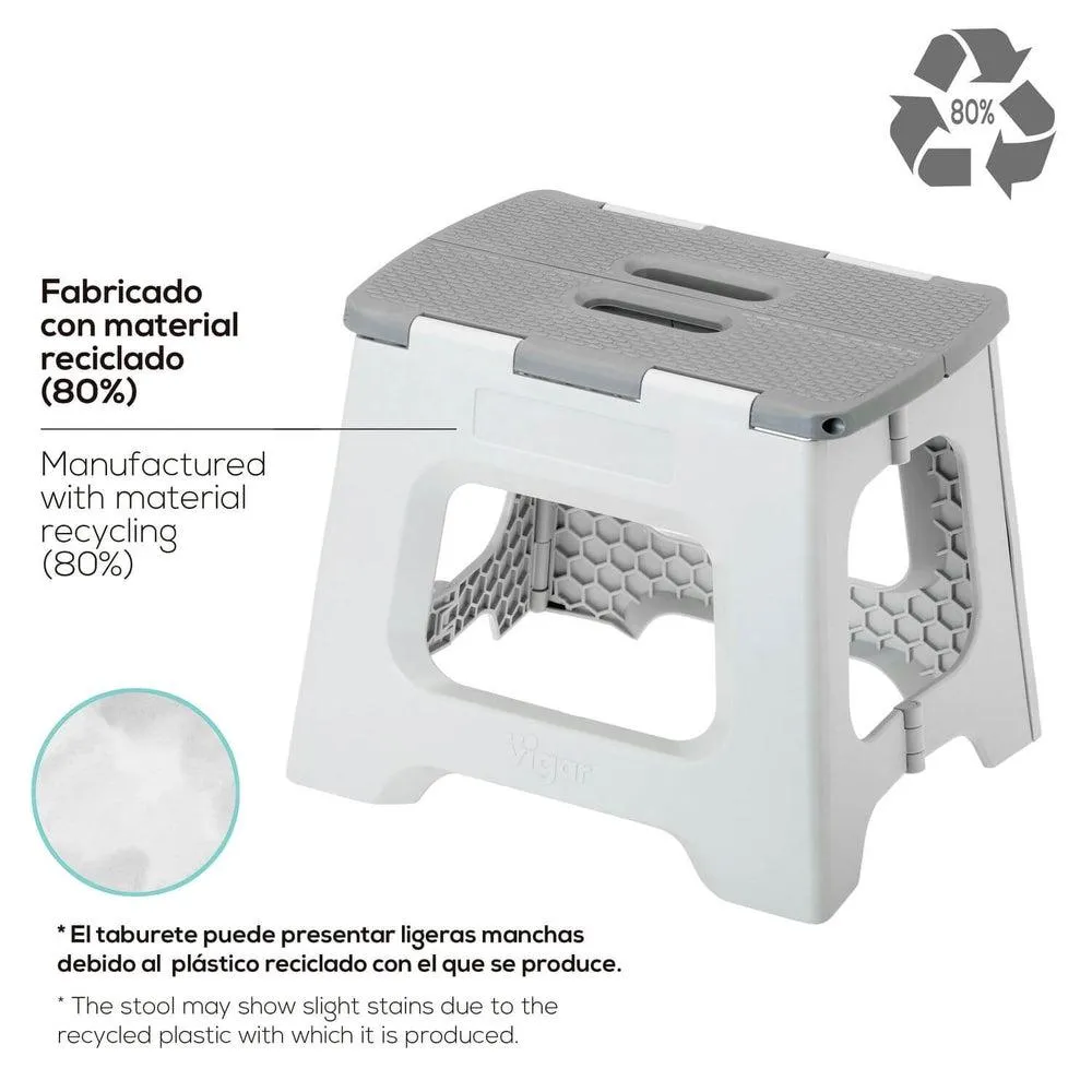 Vigar 40cm 2 Step Folding Step Stool Grey
