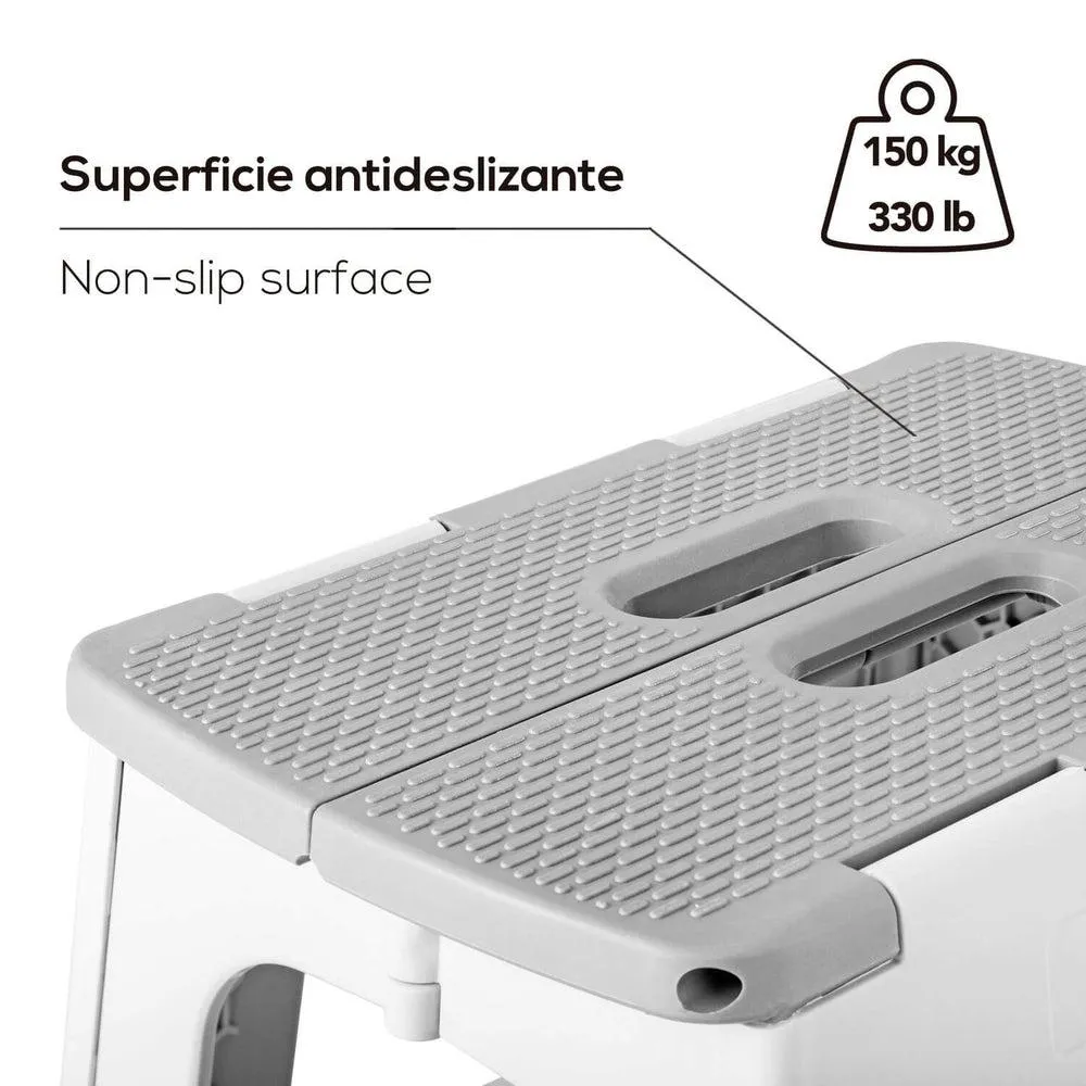 Vigar 40cm 2 Step Folding Step Stool Grey