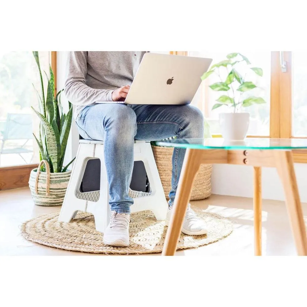 Vigar 40cm 2 Step Folding Step Stool Grey