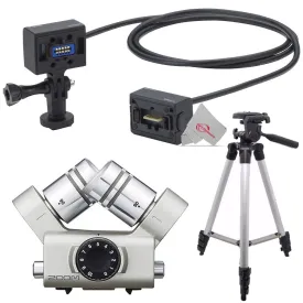 Zoom ECM-3 9.8' Extension Cable for Mic Capsule with Action Camera Mount    Zoom XYH-6 - X/Y Microphone Capsule   Tall Tripod