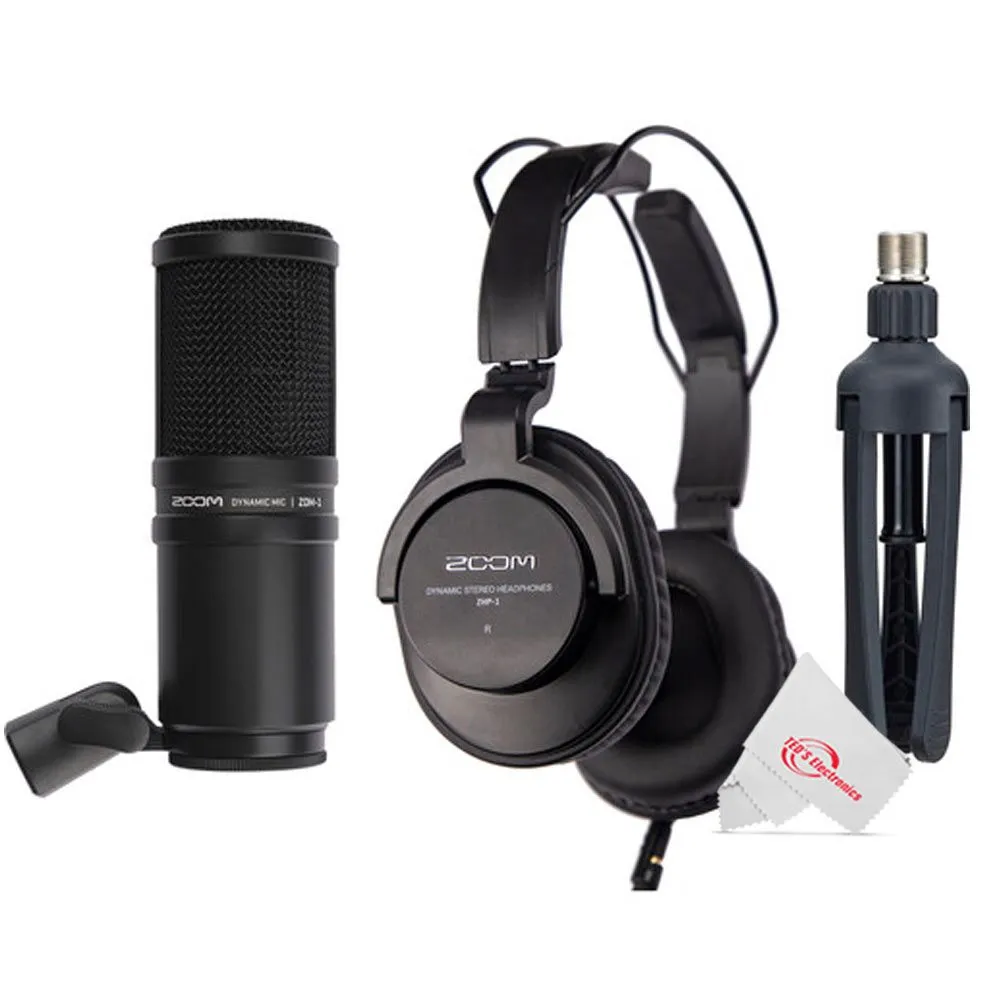 Zoom H8 8-Input / 12-Track Digital Handy Audio Recorder For Field Recording Music And Podcasting    Boya BY-BA20 Aluminum Alloy Desk Holder Microphone Stand Bracket   Zoom ZDM-1 Podcast Mic Pack Accessory Bundle